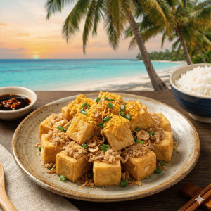 Đậu hũ rang chà bông cá