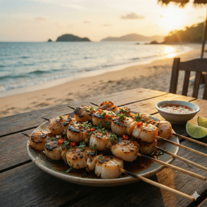 Còi sò điệp xiên nướng 